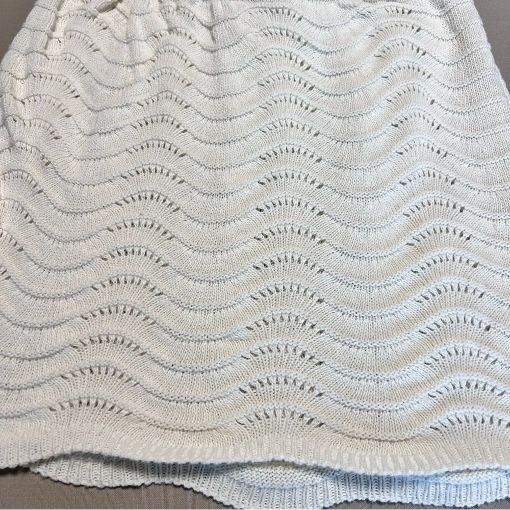 Nasty Gal White Knit Mini Skirt US 6 Wave Texture Crochet Swimsuit Coverup